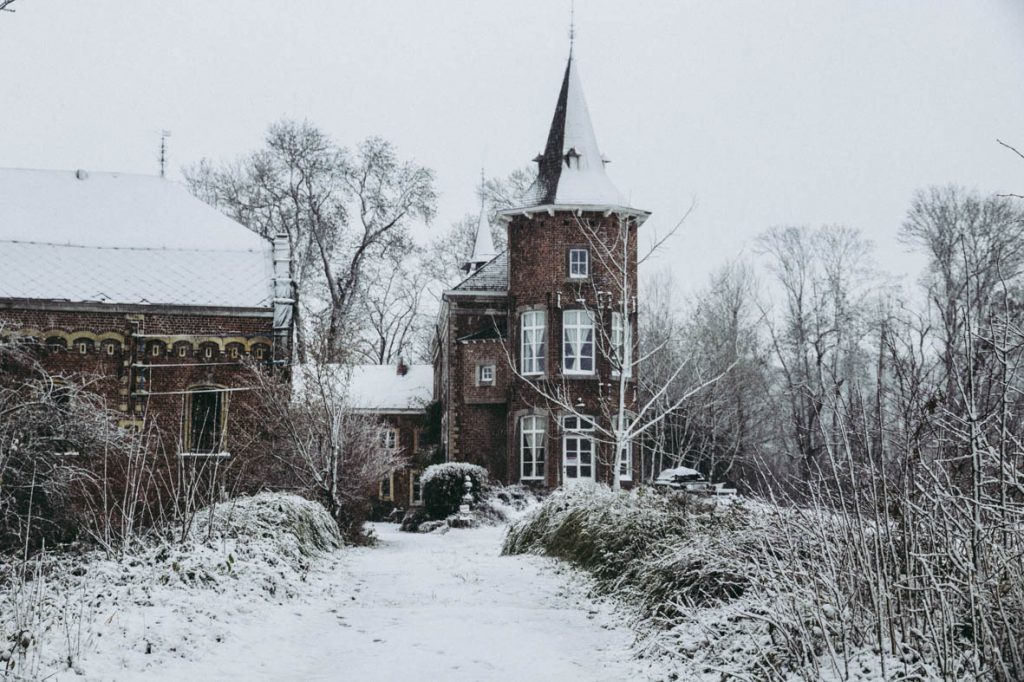 Kasteel Nieuwenhoven, Sint-Truiden, december 2017, sneeuw.